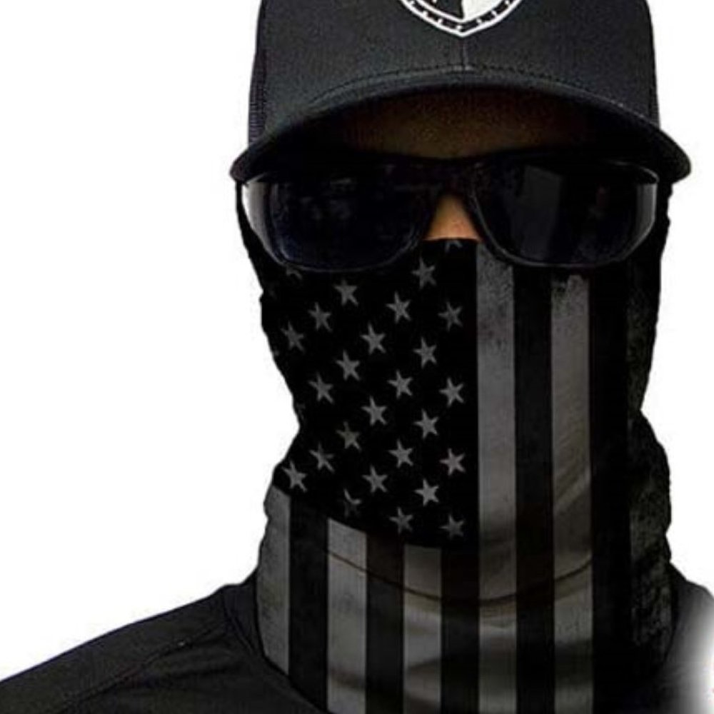 Mens Neck Gaiter American Flag Black SA Mask Headband Face Shield Wrap Adult